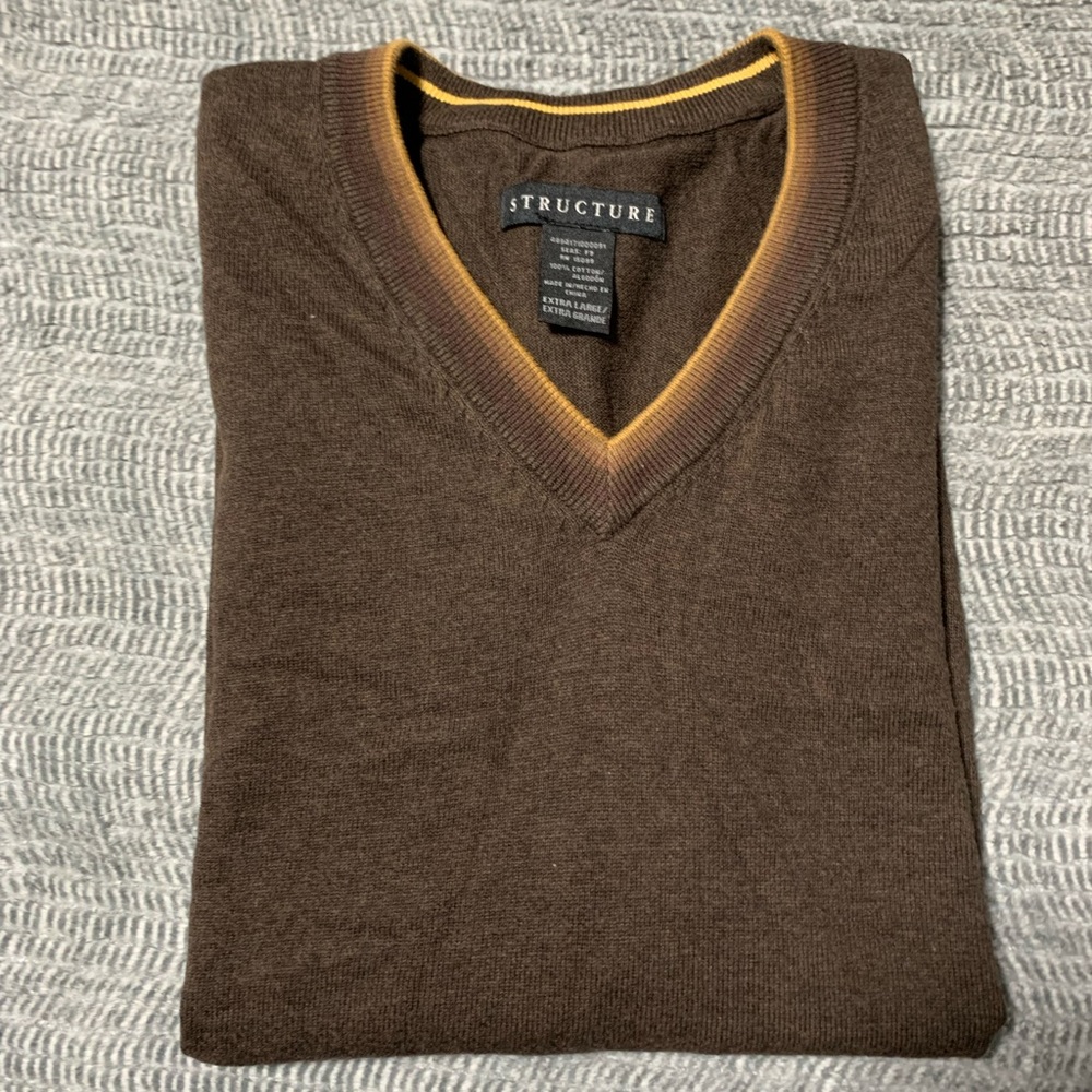 3/$10 Men’s STRUCTURE Brown Sleeveless Sweater Vest Size EXTRA LARGE